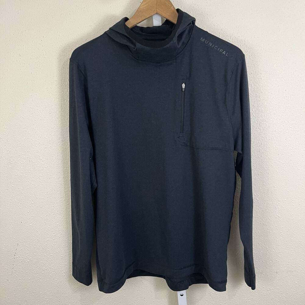 Municipal Mens Lightweight Performance Hoodie Black Size Small Zip Pocket